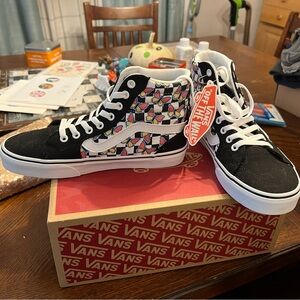Vans Shoes Filmore Hi Butterfly Checkerboard Print, New In Box